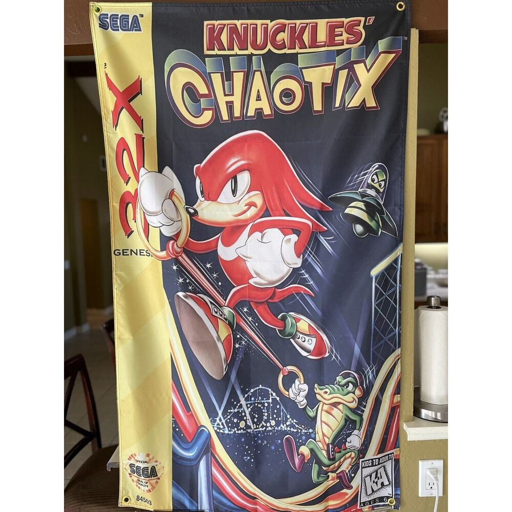 Knuckles Chaotix 5ft Flag Sega Genesis 32X 1995 Banner Poster Sonic The Hedgehog